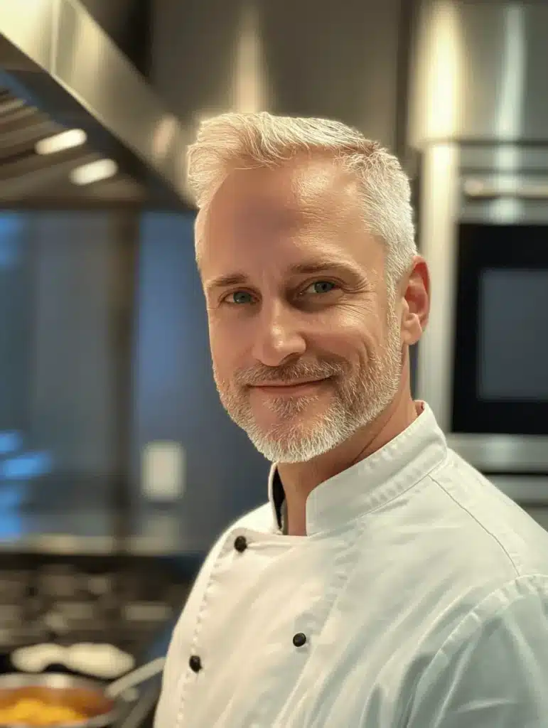 About 1 Chef Rayan smiling in the kitchen, sharing his passion for healthy low-carb, high-protein recipes