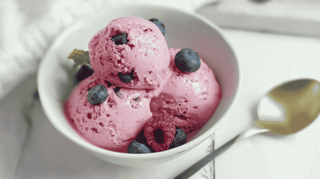 Easy Berries and Cottage Cheese Ice Cream: A High Protein 6 berries and cottage cheese ice cream in bowl